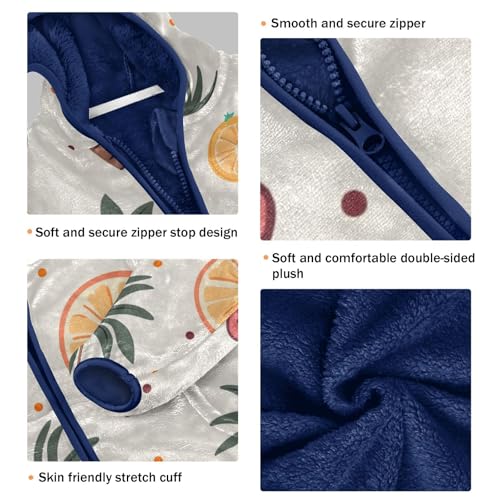 Tropical Fruit Girls Fleece Jacket Girls Fall Jacket Girls Zip Up Hoodie Girls Sherpa Jacket 2-10T3