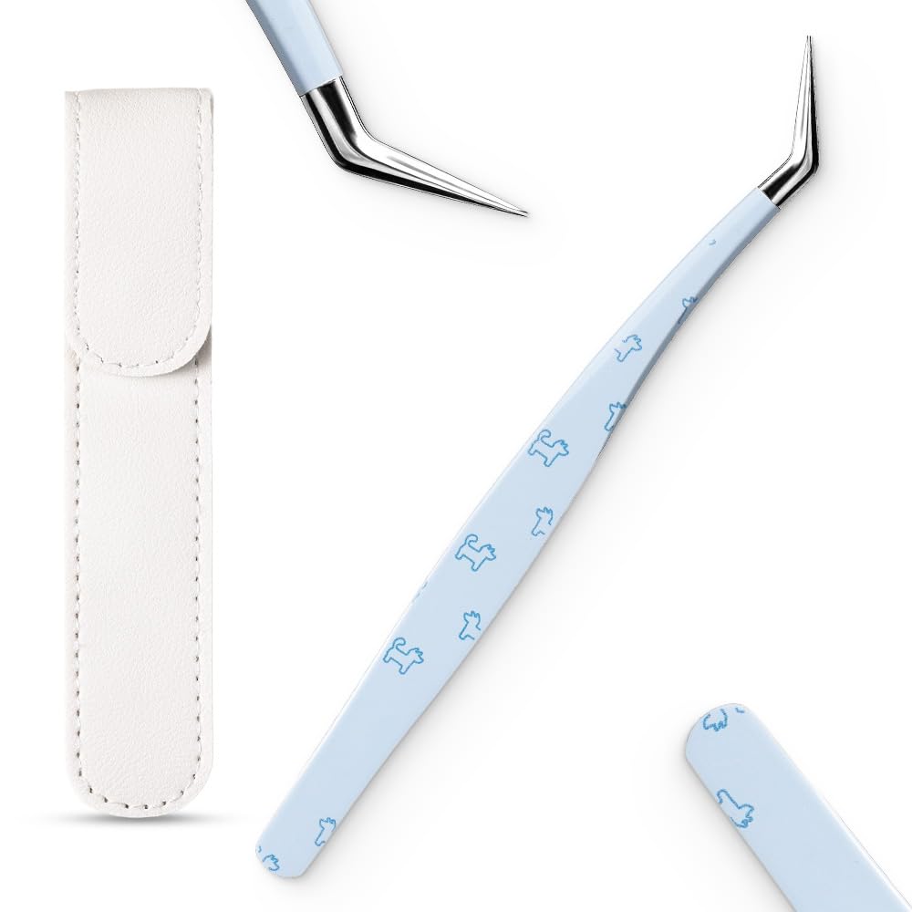 Craft Tweezers, Precision Tweezers with Leather Pouch for Stickers