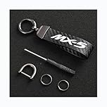 Carbon Fiber Leather Car Keychain for Mazda MX-5 MX 5 MX5 360°Rotatable Swivel Anti-Lost D Keyring Car Refit Accessories,Black-12.5CM