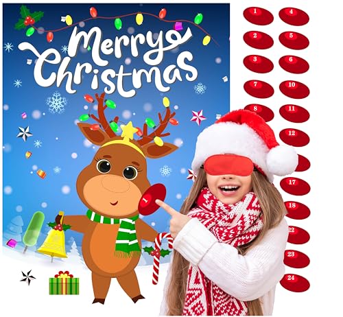 Pinthenoseonthereindeerchristmaspartygamesforkidsxmasactivitiesholidaypartygamewith24pcsnosestickerspinthetailchristmaspartyfavorssuppliesforadults Urban Country Home Decor Pin the nose on the reindeer christmas party games for kids xmas activities holiday party game with 24pcs nose stickers pin the tail christmas party favors supplies for adults urban country home decor