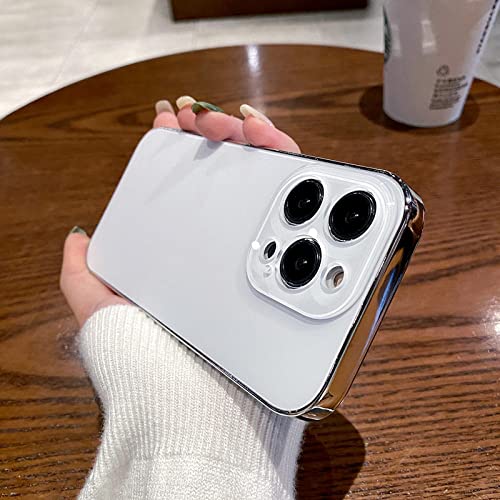 ALUKAP Caja de teléfono de acrílico Esmerilado TPU galvanizado de Color sólido para Iphone14 13 12 11 Pro Promax Plus, Blanco, para iPhone14 Plus