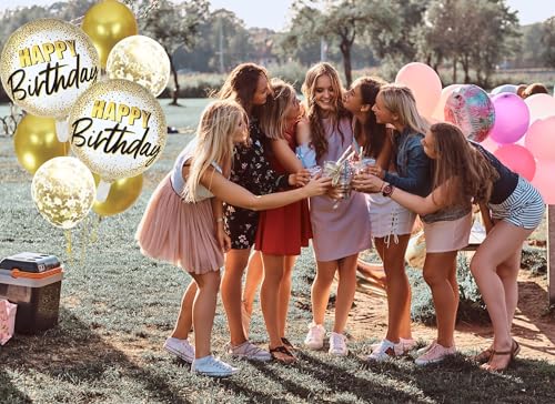 Image of PLAP Happy Birthday Party Set Golden Happy Birthday Party Decorations
