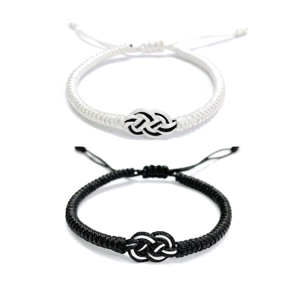 Fuqimanman2020 2 Pcs Matching Red Black String Infinity Love Bracelets Adjustable Couple Good Luck Knot Bracelet Woven Thread String Peace Protection Bracelet for Women Men