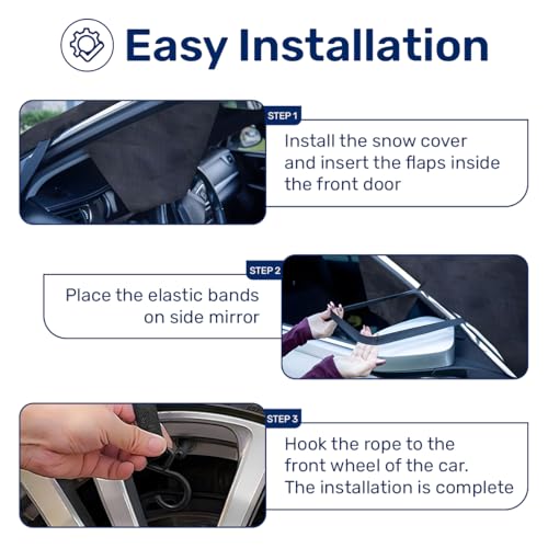 Image of GENANY Car Windshield Cover for Ice and Snow, Frost Protection for Car Windshield, Waterproof Snow Cover for Car, SUV, Truck, Anti Snow Windshield Cover, Christmas Car Gifts