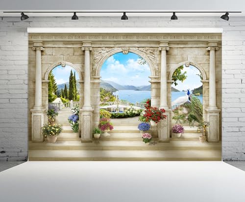 Fondo fotográfico 7x5FT estilo retro jardín real europeo miniatura 2