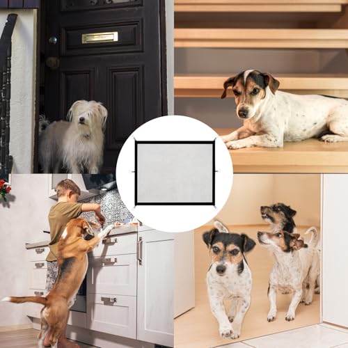 Treppengitter Hund, Katzengitter Tür Ohne Bohren, 110x72cm Treppenschutzgitter, Türgitter für Hunde und Katzen, Türschutzgitter Ohne Bohren, Ideal für Küchen, Balkone, Treppenhäuser