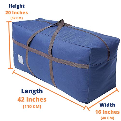 Large Blue Duffel Storage Bag - Premium-Quality Heavy Duty 600D Polyester Oxford Cloth with Handles and Reinforced Seams - 45