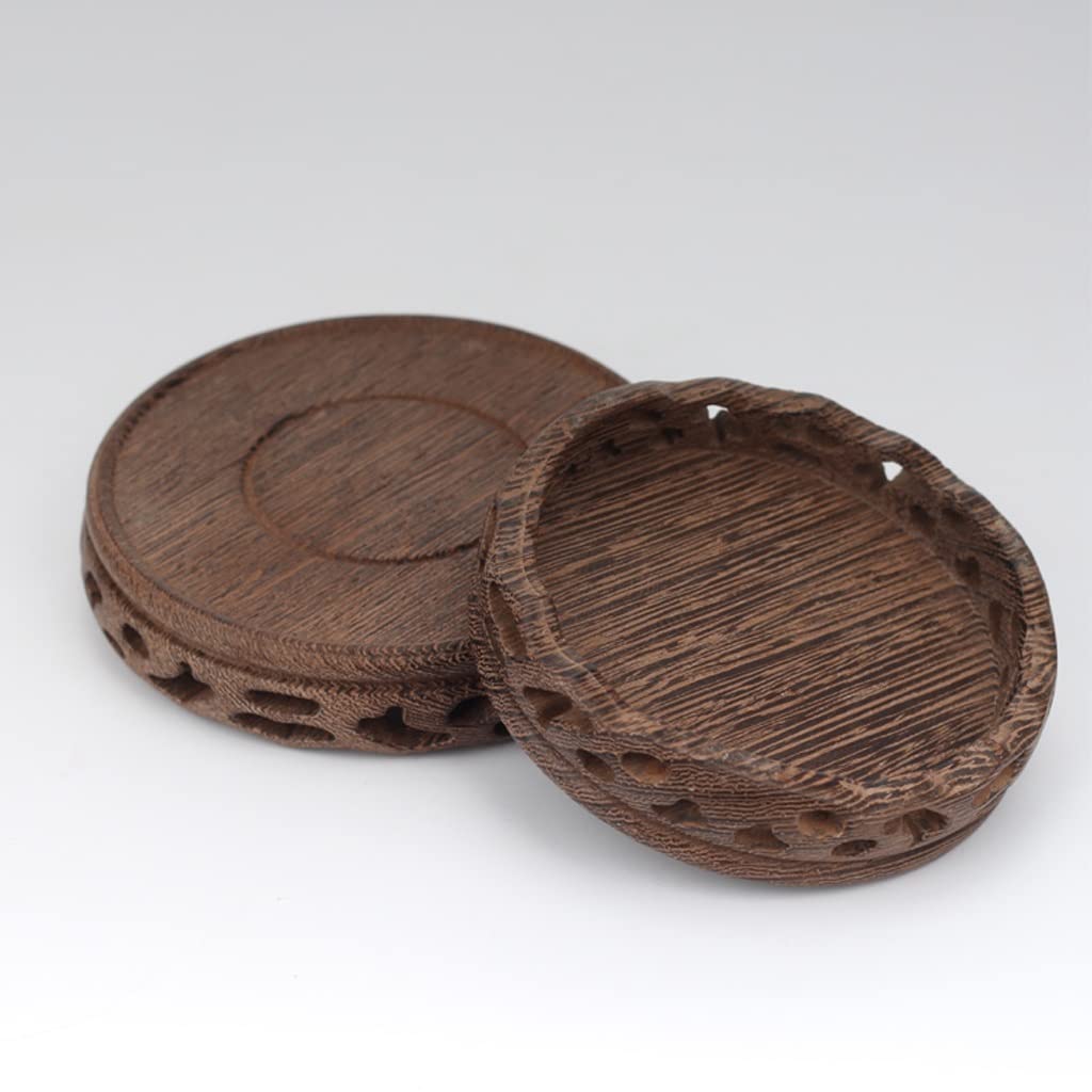 Base per Vaso di Fiori da Interno, espositore per Bonsai, Fatto a Mano, in Legno di wengé Ebano, Base Rotonda in Legno, sottobicchiere per tè, Base per Vaso di Argilla Viola p