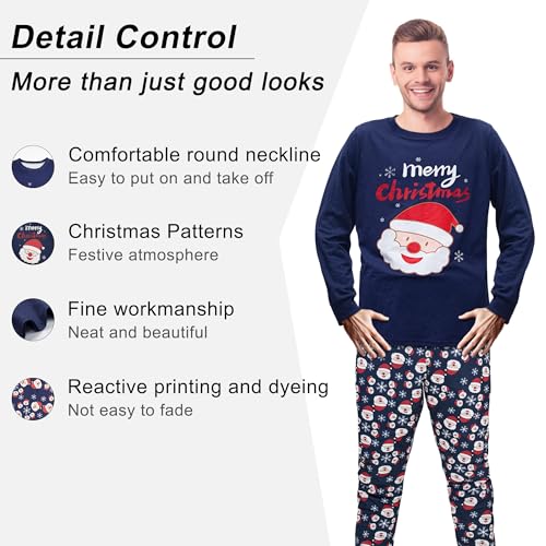 GRPSKCOS Couple Christmas Pajamas Adults Santa Christmas Long Sleepwear Matching Christmas Pyjamas for Men Women2