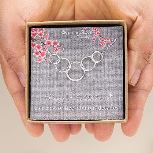 宅送 ネックレス 女性の50歳の誕生日プレゼント スターリングシルバー インフィニティ 5 サークル 50年ネックレス 母の日ジュエリー 安い Www Gvisalain Com