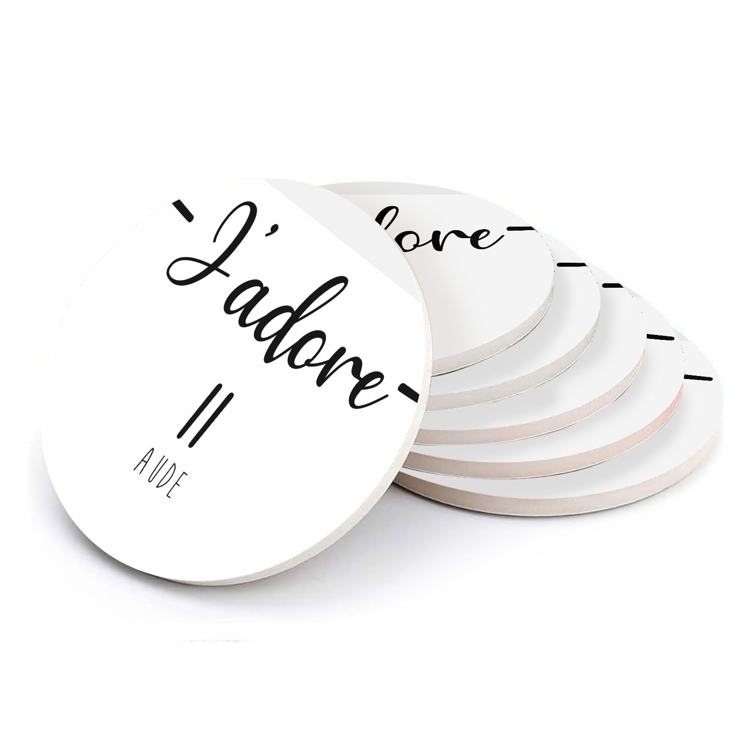 Sous-verre ronds en céramique J'adore l'Aude 11 d'artisanat français pour table élégante