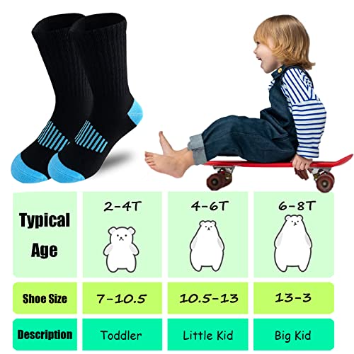 JAMEGIO Boys' Crew Socks 12 Pairs Cotton Athletic Socks for Toddlers Little Big Boys3