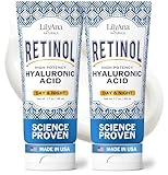LilyAna Naturals Retinol Cream - Anti-Aging Moisturizer for Face & Neck, Made in USA, Wrinkle Reduction - 1.7oz, 2 Pack