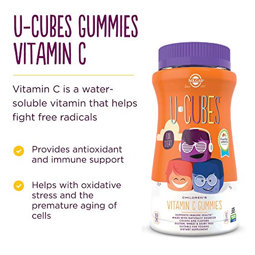 Solgar U-Cubes Children's Vitamin C, 90 Gummies - Includes 2 Great-Tasting Flavors, Orange & Strawberry - Immune Support - For Ages 2 & Up - Non Gmo, Vegan, Gluten Free, Dairy Free - 45 Servings #TOP2