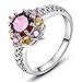 Psiroy 925 Sterling Silver Garnet Filled Ring Flower Shaped Band Size 7