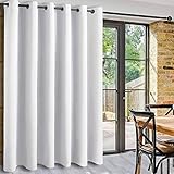 DWCN White Room Divider Curtain for Extral Wide Windows -Blackout Total Privacy Divider for Patio Door, Share Bedroom Office Space, 1 Grommet Curtain Panel, 8.3ft Wide x 7ft Tall, Greyish White