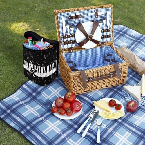Image of Talayituse Music Note Print Car Trash Can Portable Auto Garbage Bin Multifunctional Vehicle Interior Accessories with Adjustable Straps Universal Fit Truck SUV Sedan