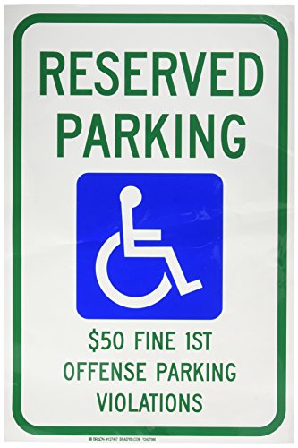 Panneau de stationnement handicapé Brady 127457 pour parking réservé vert et bleu 45x30 cm