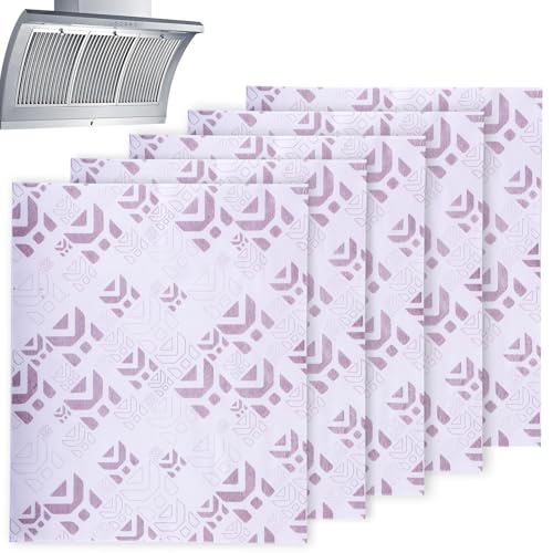 Cooker Hood Filter Paper, 5 Pack Kitchen Extractor Fan Filters with Saturation Indicator Replacement Cooker Hood Filters Universal Cut to Size Extractor Hood Filters