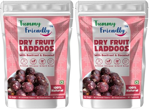 Image of TummyFriendly Dry Fruit Laddu. Healthy Dry Fruit Laddus with Dates - Sugar Free Snacks for Kids, Adults & Pregnant Women. Healthy snacks for kids. homemade dry fruit laddus. No Sugar. Dry Fruit Ladoo with Beetroot & Coconut (100g)