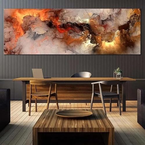 Toile abstraite orange et blanche décoration de la maison tableau grand format