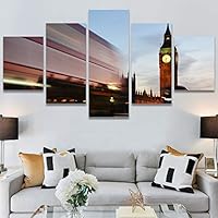 SIGNWIN 5 Panel Canvas Wall Art City Illuminations for Home Decorations Ready to Hang - 60