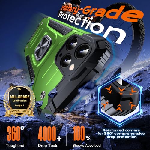 Image of Anqrp Heavy Duty Case for iPhone 11 Pro Case with Enhanced Ring Holder Grip Stand, Military Grade Shockproof Rugged Drop Protective Silicone Hard Slim iPhone 11 Pro Phone Case Cover,Spring Grass
