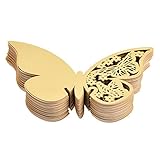 AKOAK Pearlized Paper Butterfly Table Number Place Card Name Card Wine Glass Cup Decoration Wall Decals Sticker for Wedding Party Favor Decor,50 Counts (Gold)