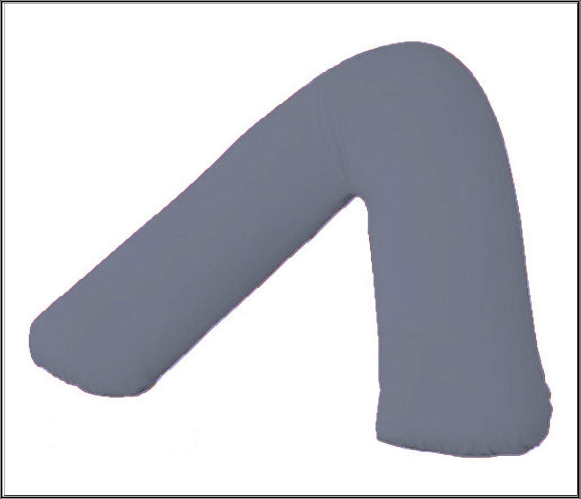 COMFY300 Plain Pollycotton Back & Neck support V Shaped Pillow Case Orthopedic/Nursing/Pregnancy Pillow case (Grey)