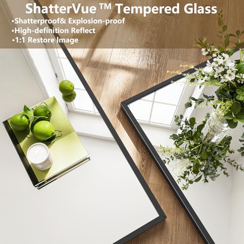 Koonmi 78"x40" Floor Mirror Full Length, Bedroom Floor Body Mirror with Stand, Large Black Mirror, Leaning, Standing or Hanging Horizontally/Vertically