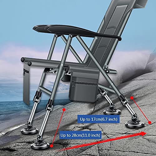 Portable Beach Chair Vissen Stoel Multifunctionele Wilde vouwende fauteuil met kussen for reizen Camping Beach All-Terrain Chaise Lounge Seat Folding Chairs (Color : Gray with fishing chair bag) - Image 7