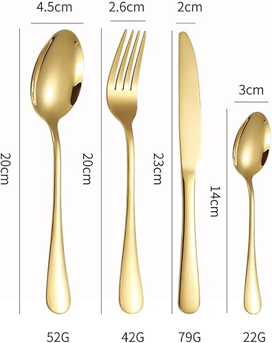 Miniatura 6 de Juego de cubiertos, 24 piezas para 6 personas, incluye cuchillo tenedor cuchara de acero inoxidable 1018, cocina casera, restaurante, espejo pulido,