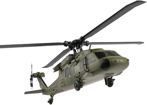 K170 UH60L RC Helicopter for Adults, 6-Axis Gyro Brushless Motor 2.4G 4CH Remote Contro Military Aircraft Single Wing Aileron Free Altitude Hovering, RTF - 1 Battery