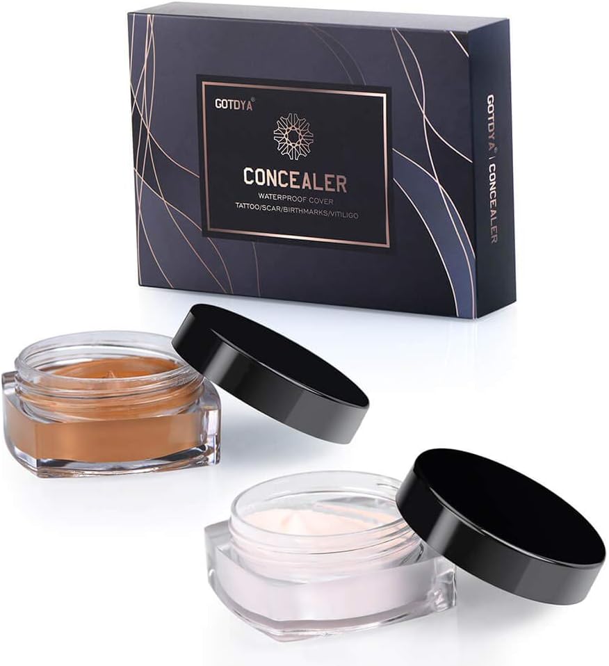 Concealer Set for Tattoo Cover Up Makeup Waterproof, Professional Concealer Cream Kit to Covers Vitiligo, Birthmarks, Scar, Tattoos and other Skin Dark Spots