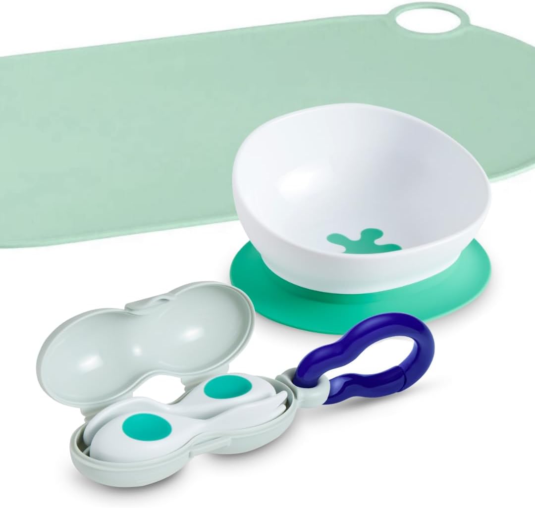 doddl Baby First Utensil Feeding Set (6–12 Months) – Baby Cutlery + 2-in-1 Suction/Non-Slip Bowl + Easy-Clean Placemat – BLW Weaning Kit – doddl