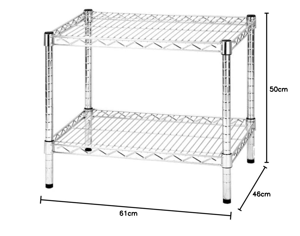 Archimede Sistema Componibile, Scaffale Due Ripiani, Grigio (Cromato), 61 x 46 x 50 cm