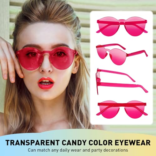 Matcheck 16 Round Shaped Rimless Sunglasses Transparent Candy Colored Glasses Clear Party Eyewear for Women3