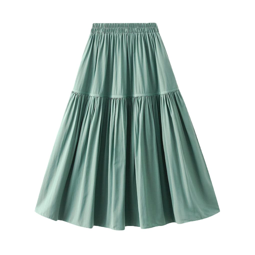 Gonna lunga a pieghe da donna tinta unita gonna lunga casual basic a trapezio gonna estiva all-match midi gonna lunga