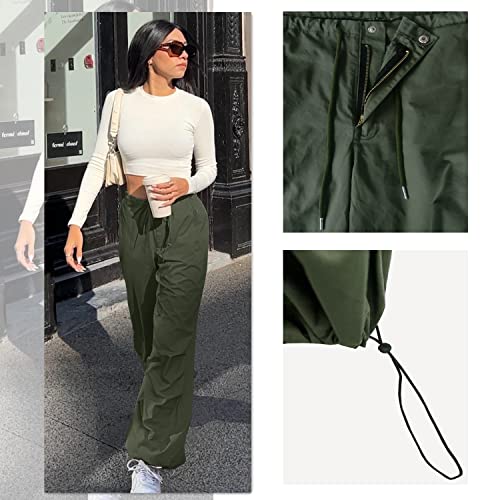 Niyokki High Waisted Cargo Pants for Women - Baggy Parachute Pants, Y2K Streetwear With Pockets4