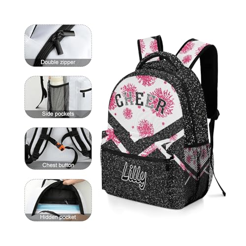 Cheer Light Pink Personalized Backpack for Traveling Hiking Camping with Name4