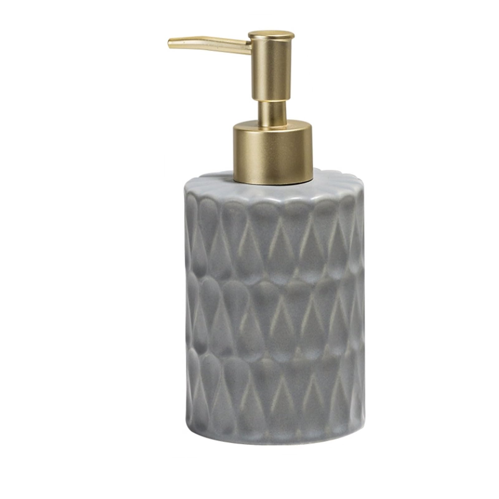 11.8oz Ceramic Soap Dispenser Water Drop Texture, Matte Glaze Pump, Anti-Slip Base, Countertop Lotion(Gray)