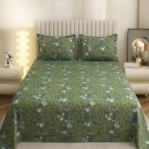 Image of Dream Living Printed Double Bedsheet with 2 Pillow Covers | 110 GSM | 220x240 Cm | Green
