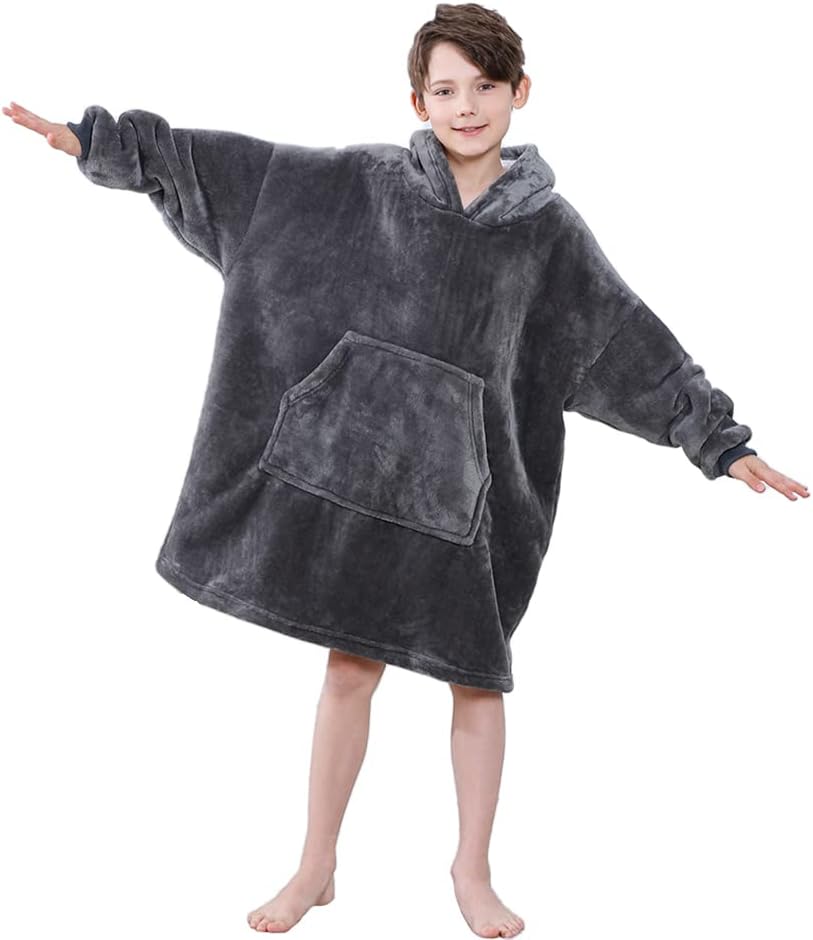 Blanket Hoodie for Kids Oversized Hoodie Blanket Children Hoodie Sherpa Sweatshirt Blanket Soft Warm Wearale Blanket Hoody for Boys Girls