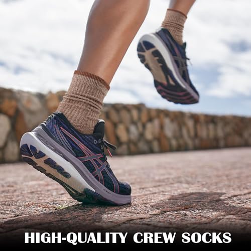Image of Gonii Women Socks Hiking Running Thick Cushion Athletic Crew Socks 5-Pair | Breathable material, Arch support, Mid calf long length, Anti-blister, Elastic cuff for sport, Tennis, Cycling and casual