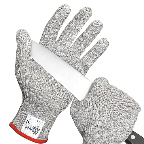 Guanti Antitaglio Glove Station Livello 5 – Resistenti E Certificati, Per Uso Alimentare, Grigio Granito, Taglia XL (1 Paio)