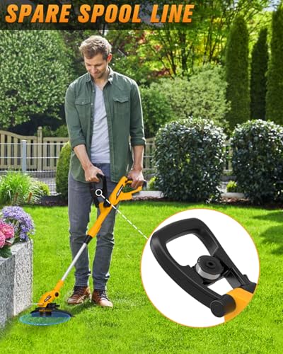 HEINPRO String Trimmer Cordless Compatible with Dewalt 20V MAX Battery(No Battery) 12" Electric Weed Wacker/Edger with Auto Line Feed for Landscaping, Grass Trimmer w/ 2*Grass Cutter Spool Line