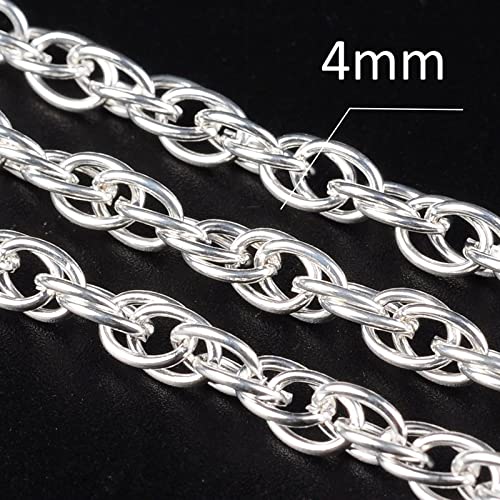 Catena A Maglie In Metallo Per Gioielli - 3 Metri, Maglia Rotonda 4 Mm, Argento, Per Collane E Bracciali Fai Da Te