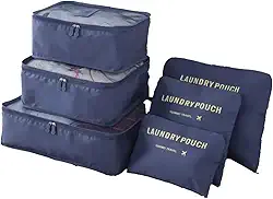 Kit Organizador de Mala de Viagem Prático 6 Peças Necessaires (Azul)