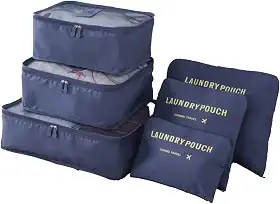Kit Organizador de Mala de Viagem Prático 6 Peças Necessaires (Azul)