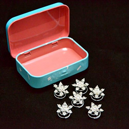 Qlove Set of 6 Snowflakes Flower Crystal Rhinestone Hair Coils Twists Spirals Hair Pin Accessories with Durable Cute Metal Jewelry Box Container -Silver Clear(qlove1503)